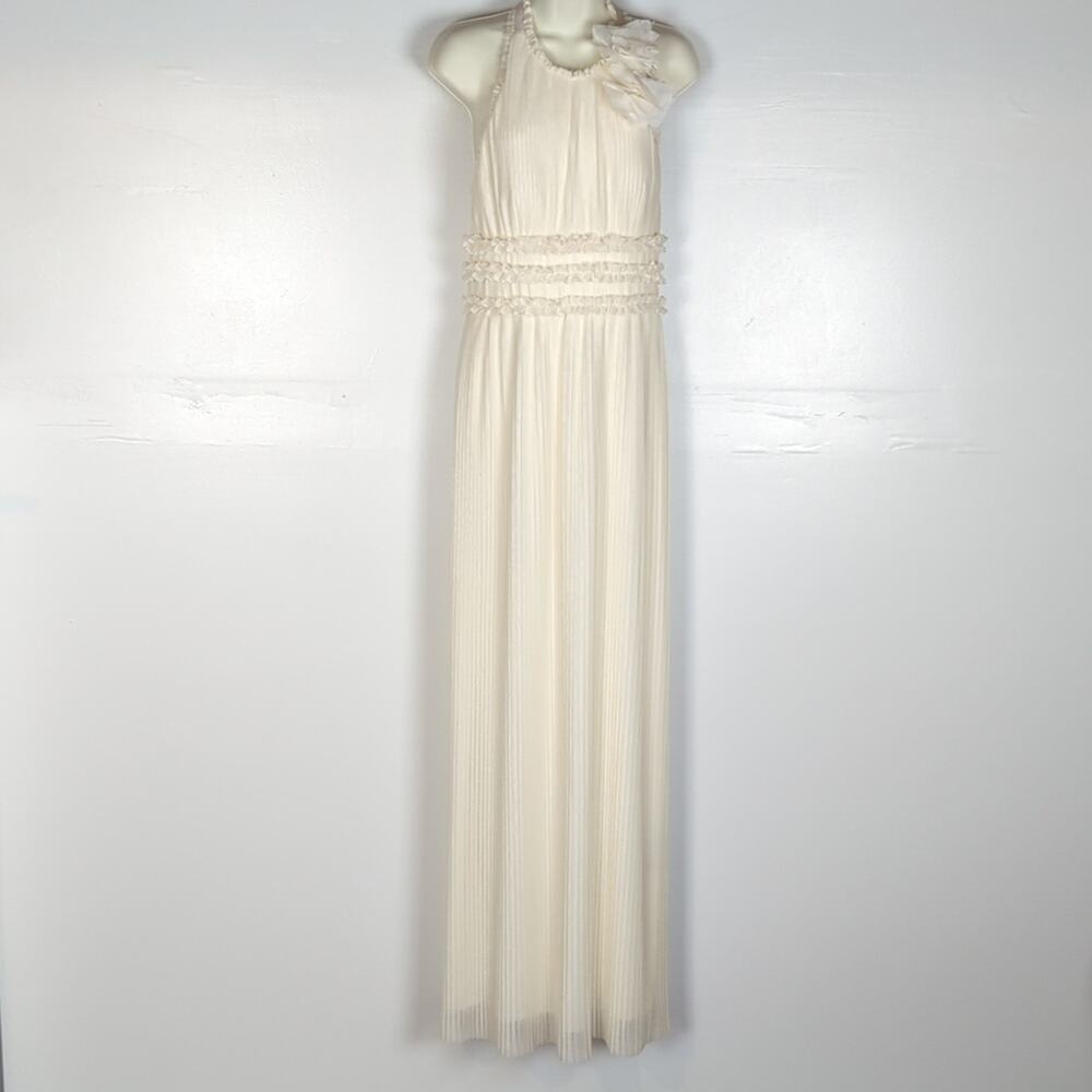 JS Collections Pleated Chiffon Maxi Dress